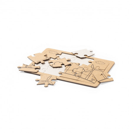 Puzzles eco presentados en caja con adhesivo personalizable para detalles