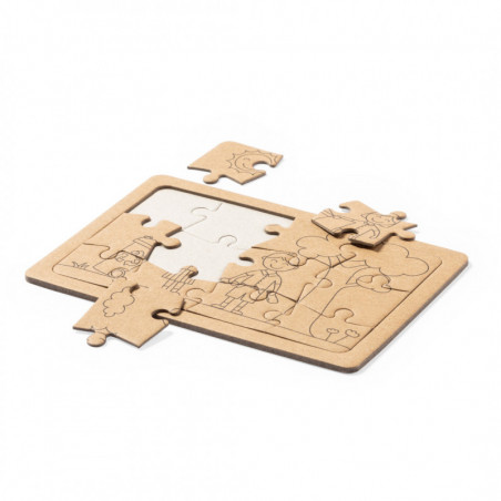 Puzzles eco presentados en caja con adhesivo personalizable para detalles