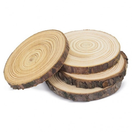 Posavasos de tronco de madera con cordón yute y bolsa de papel estilo vintage