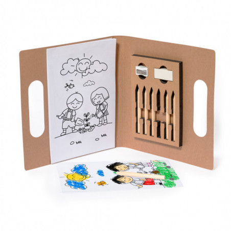 Libreta para colorear con lápices de colores y hojas personalizado para detalles eventos