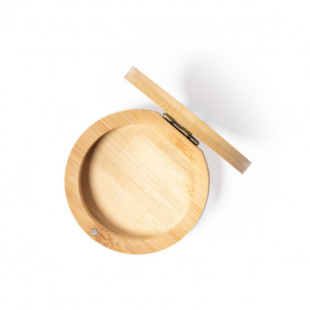 Joyero de bamboo con adhesivo personalizado para detalles boda