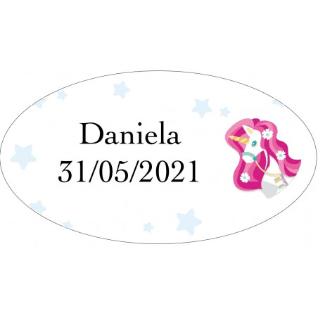 Plastilina de colores diseño unicornio en bolsa fucsia con adhesivo personalizable para detalles
