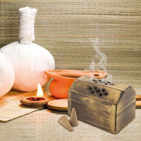 Cofre de incienso con conos personalizado con adhesivo para bodas