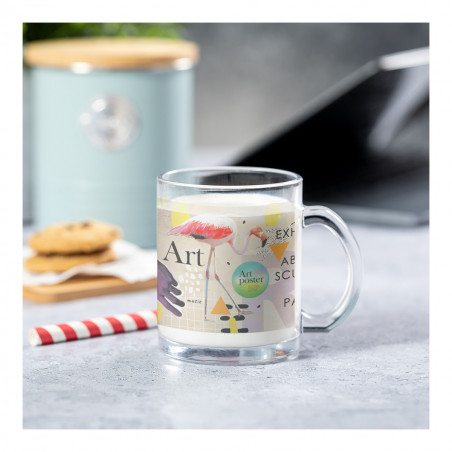 Taza de cristal con adhesivo de graduación personalizado niña