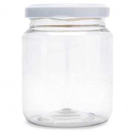 Tarro de chuches con adhesivo personalizado para bautizos