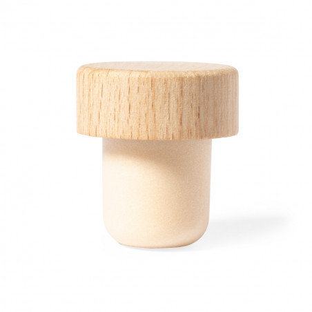 Tapón de madera reutilizable con adhesivo personalizable para detalles primera comunión
