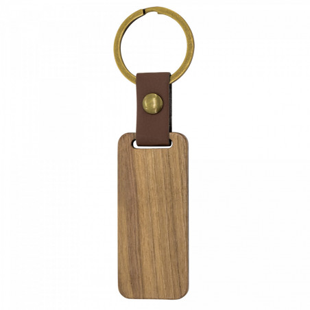 Llavero de madera con tarjeta impresa y bolsa para detalles de invitados boda