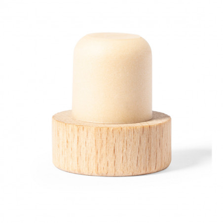 Tapón reutilizable de madera para botellas en elegante estuche con adhesivo personalizable para detalles de invitados