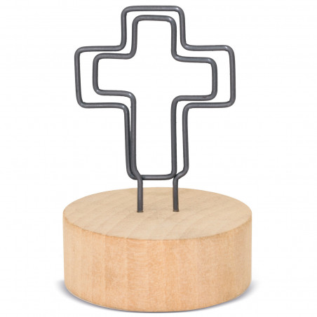 Clip en forma de cruz con caja de acetato y adhesivo de comunión personalizado
