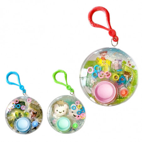 Juego de habilidad con agua y mosquetón en bolsa de organza lila