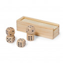 Juego de dados de madera en caja personalizada con adhesivo de bautizo