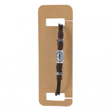 Pulsera de piel con el símbolo de la paz presentada con sobre para bautizo