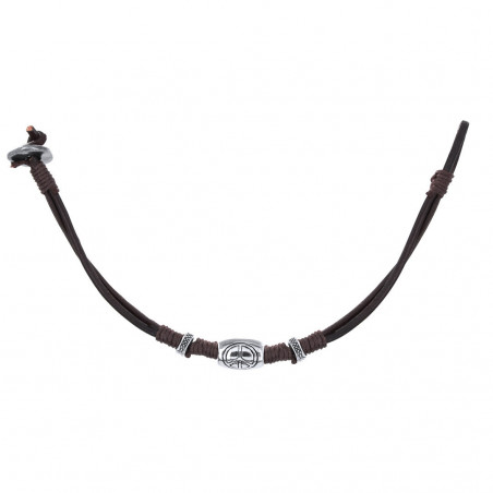 Pulsera de piel con el símbolo de la paz presentada con sobre para bautizo