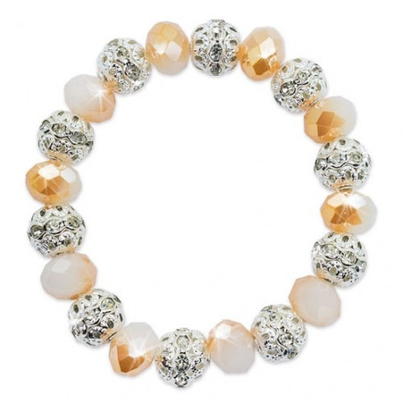 Pulsera brillante en sobre de papel rosa pastel con adhesivo floral personalizable