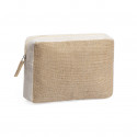 Neceser de yute en bolsa de kraft con adhesivo personalizado