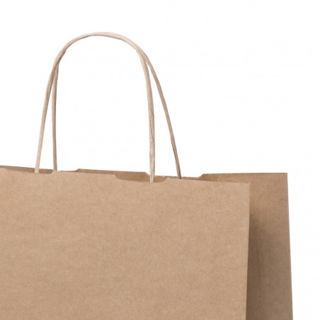 Neceser de yute en bolsa de kraft con adhesivo personalizado