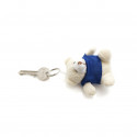 Llavero osito de peluche en bolsa de papel con ventana y adhesivo personalizado para bautizos
