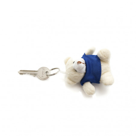 Llavero osito de peluche en bolsa de papel con ventana y adhesivo personalizado para bautizos