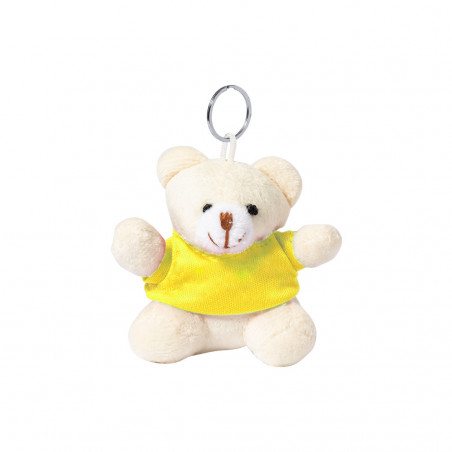 Llavero de peluche personalizado en bolsa de tela para bautizos