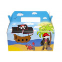 Caja pirata con lápiz sello y bolsa de chuches para niños