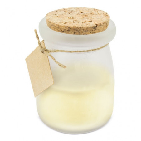 Vela aromática de coco con etiqueta personalizada paloma para detalle de invitados