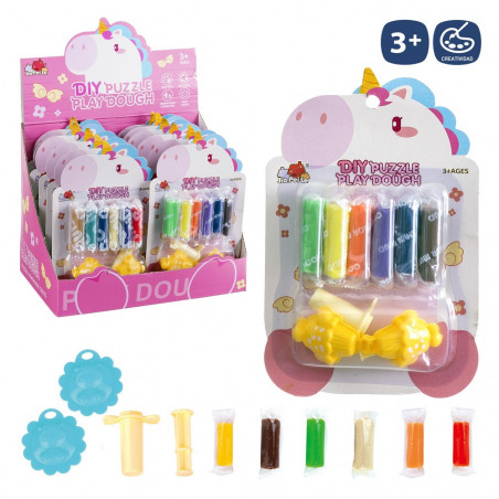 Set de plastilina y pulsera de unicornios en bolsa rosa personalizada con adhesivo