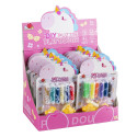 Set de plastilina y pulsera de unicornios en bolsa rosa personalizada con adhesivo