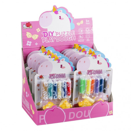 Set de plastilina y pulsera de unicornios en bolsa rosa personalizada con adhesivo