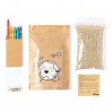 Maceta para colorear con semillas y caja de ceras personalizada para detalle infantil