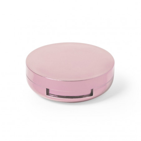 Bálsamo labial en caja rosa con espejo interior con adhesivo personalizado de bautizo niña