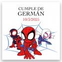 Adhesivo spidey y su súper equipo personalizado ideal para fiestas infantiles 5x5