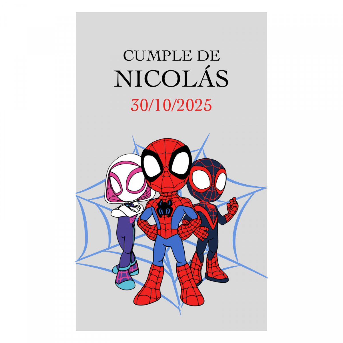 Adhesivo personalizado spidey y su superequipo 3x5cm fondo transparente