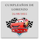 Adhesivo transparente de rayo mcqueen de 5x5cm personalizable