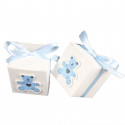 Bálsamo labial azul en caja con oso en relieve personalizado para detalles de bautizo