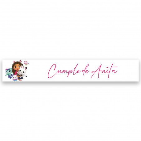 Adhesivo personalizado gabby y los gatos ideal para decorar tus paquetitos de cumpleaños 5x1cm