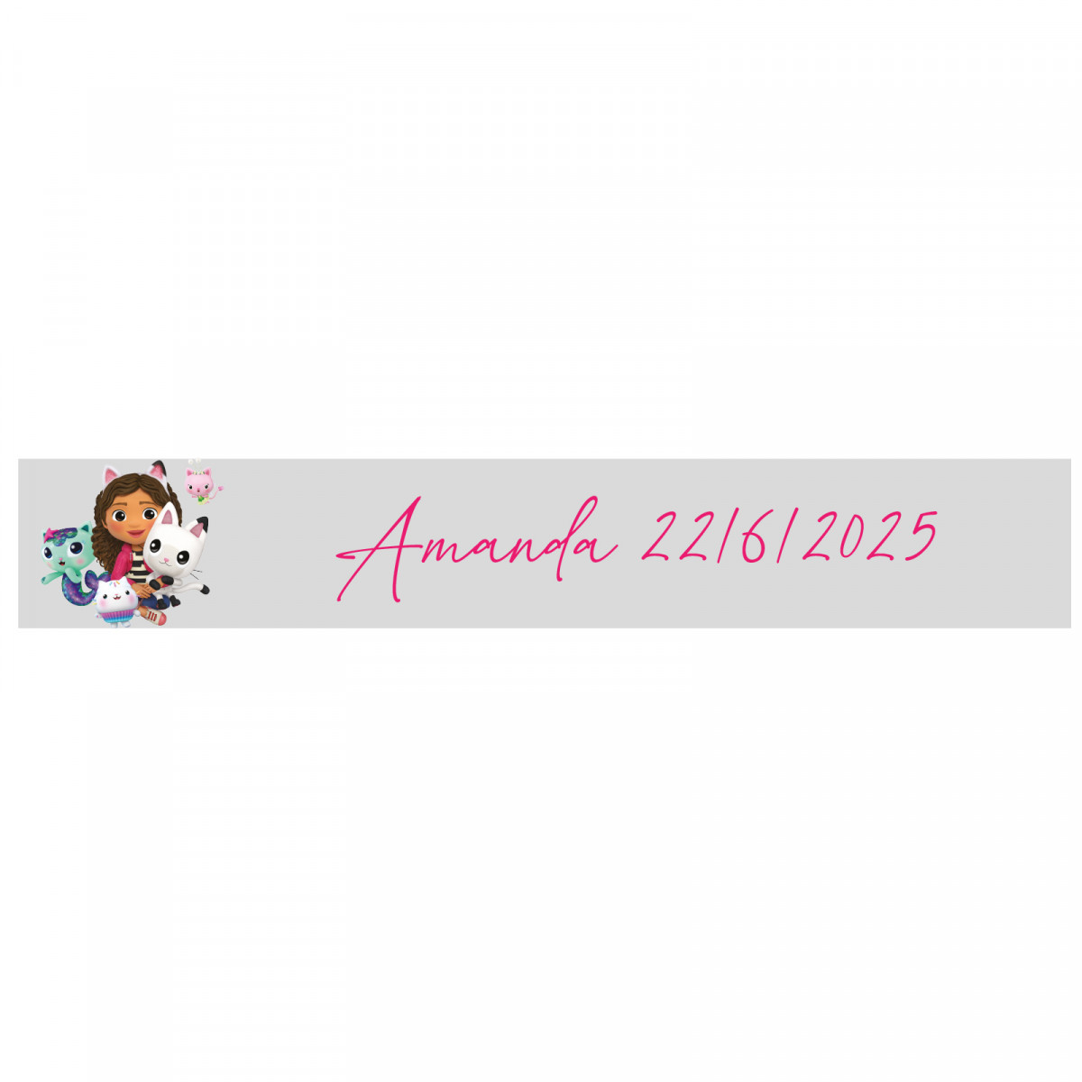 Adhesivo transparente personalizado gabby y los gatos 5x1cm