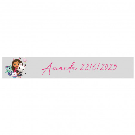 Adhesivo transparente personalizado gabby y los gatos 5x1cm