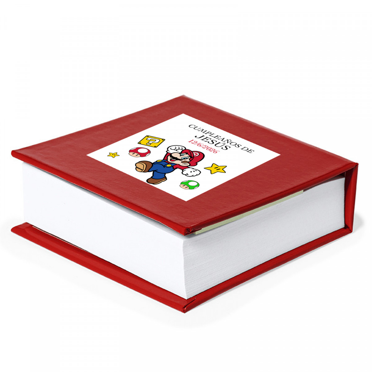 Bloc de notas personalizado con adhesivo de mario bross