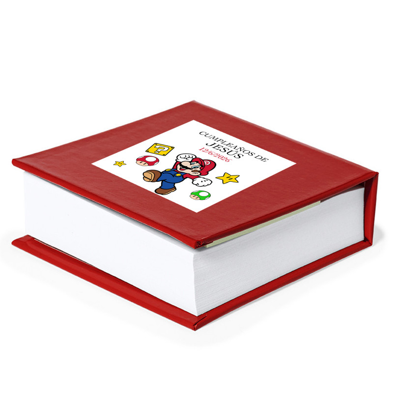 Bloc de notas personalizado con adhesivo de mario bross