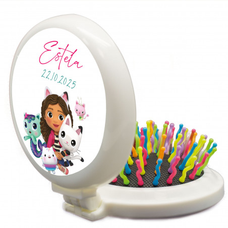 Regalos Gabby Gato Espejo con cepillo plegable personalizado