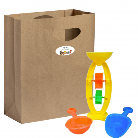 Set de juguetes de playa con bolsa kraft personalizada ideal para eventos