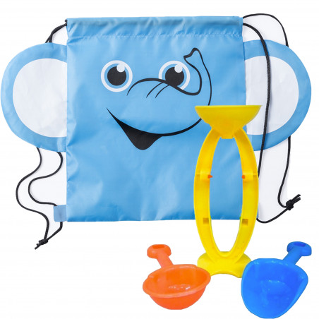 Detalles para niños mochila infantil elefante con juguetes de playa