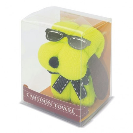 Toalla en forma de perrito con gafas detalle original para eventos