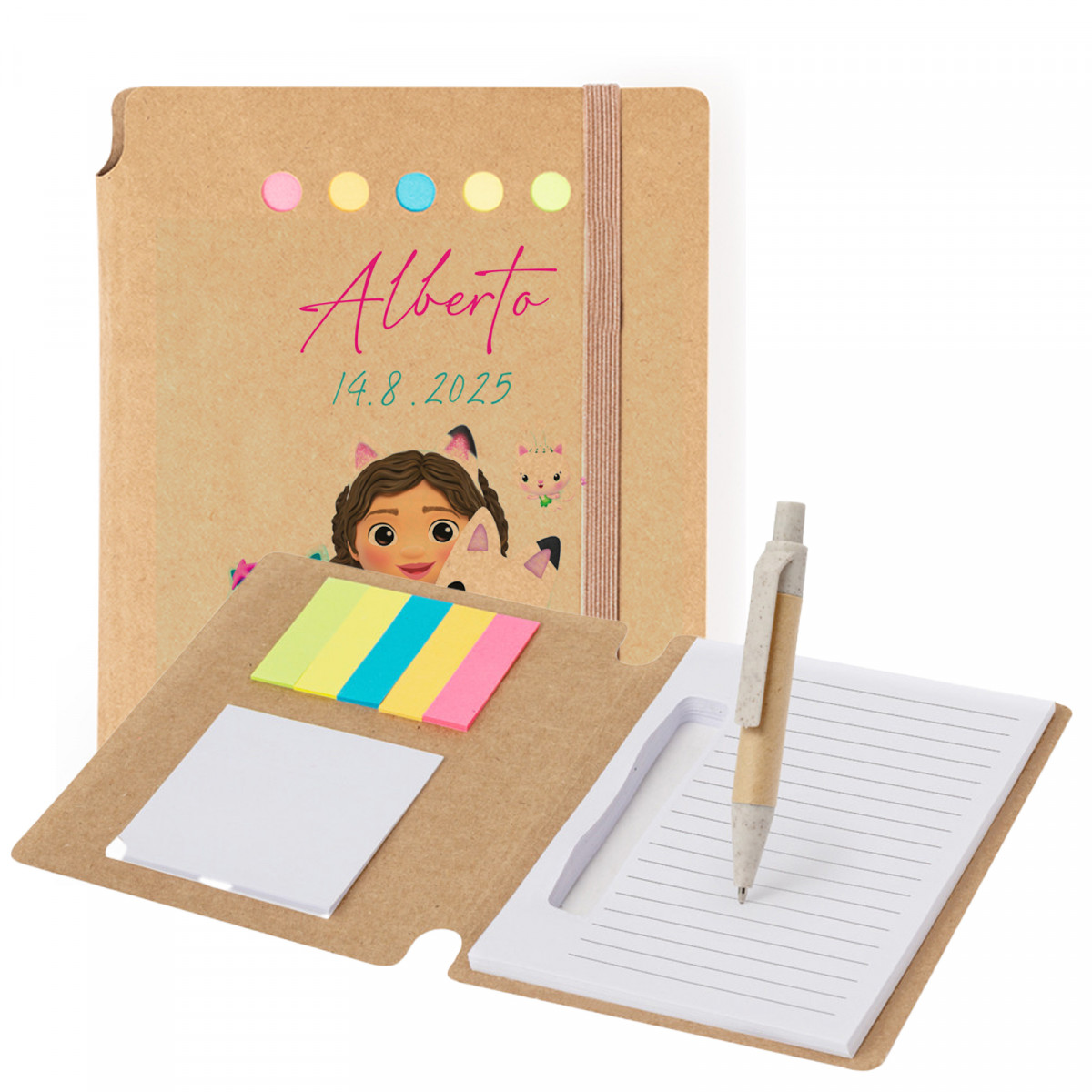 Libreta con pos it personalizada: colección gaby gato