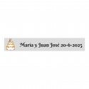 Bolígrafo original en forma de pintalabios con sobre kraft en color gris y adhesivo personalizado