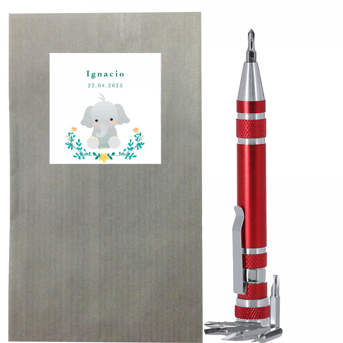 Multiherramienta de bolsillo personalizada con adhesivo de elefante detalle original para invitado