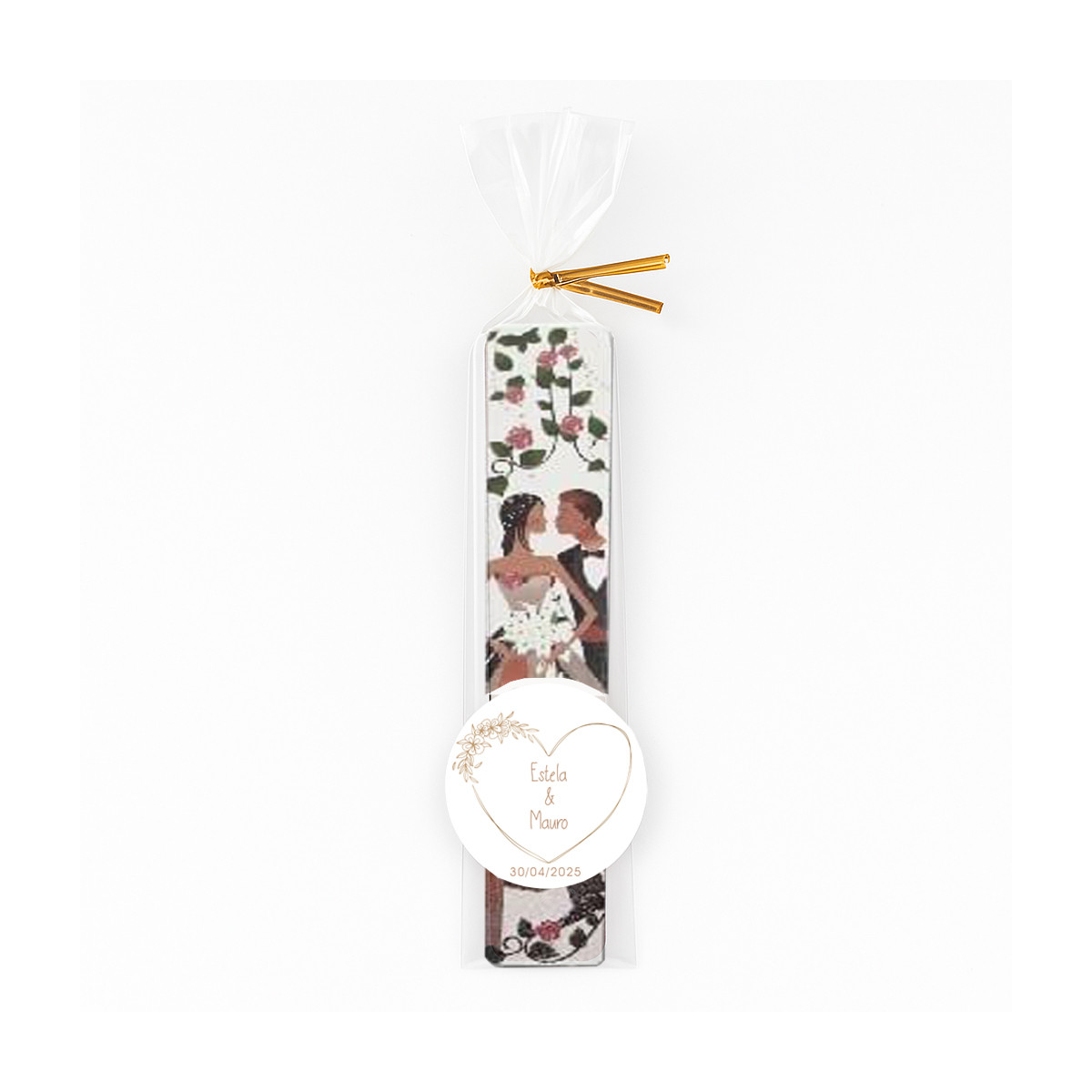 Lima de uñas para bodas personalizada con adhesivo decorativo y bolsa celofán