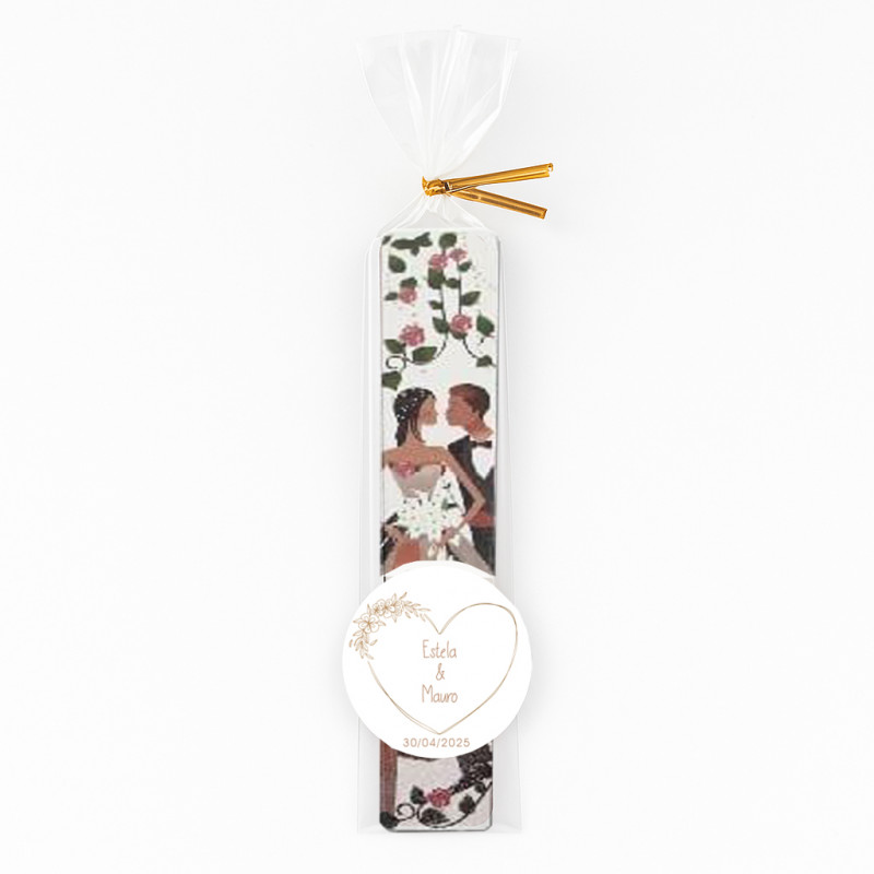 Lima de uñas para bodas personalizada con adhesivo decorativo y bolsa celofán