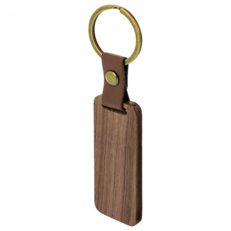 Llavero de madera con tarjeta impresa y bolsa para detalles de invitados boda