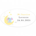 Llavero de corcho y metal con adhesivo personalizado de bautizo